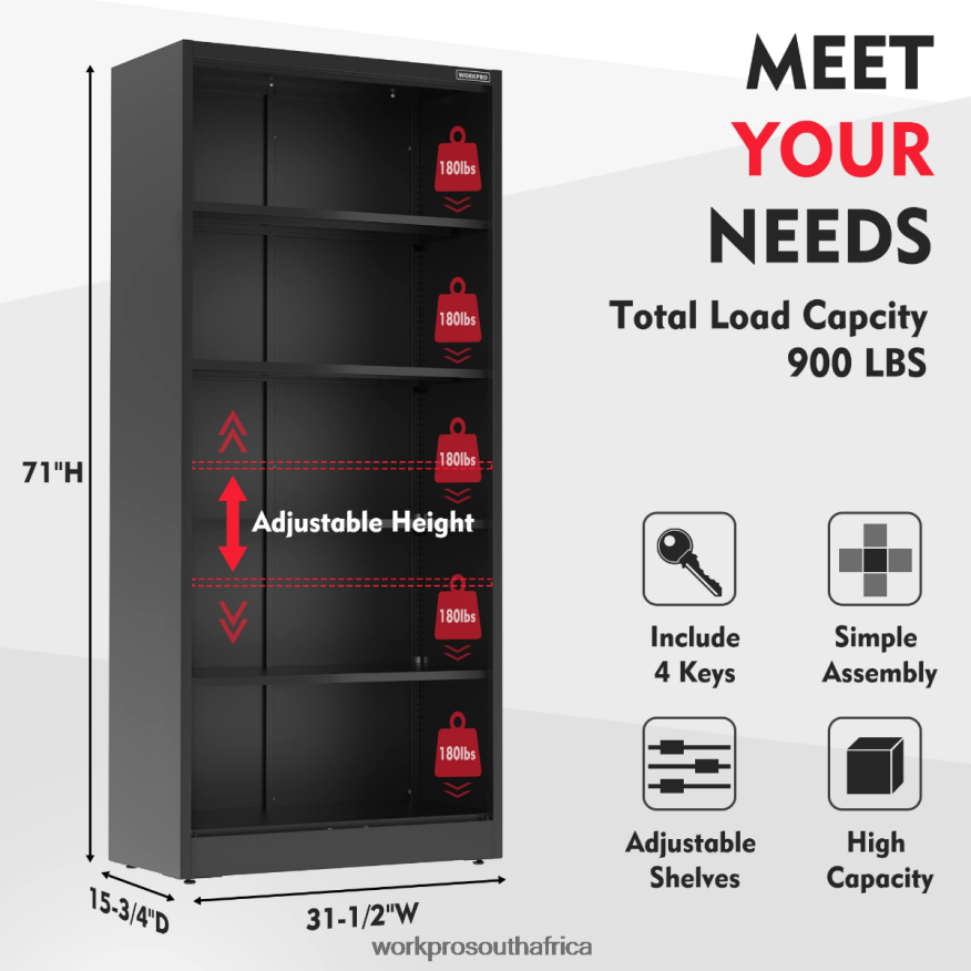 ZA WORKPRO Storage Cabinet, Metal Garage Cabinets with Doors and Shelves Morden 4B8V2T22 Storage