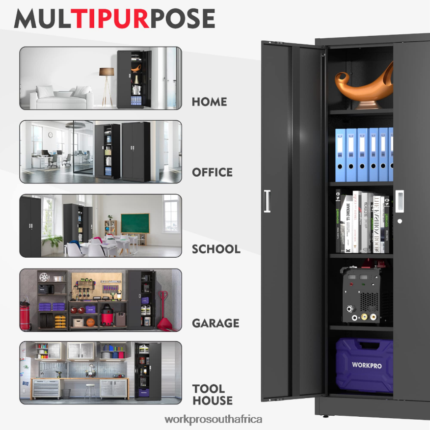 ZA WORKPRO Storage Cabinet, Metal Garage Cabinets with Doors and Shelves Morden 4B8V2T22 Storage