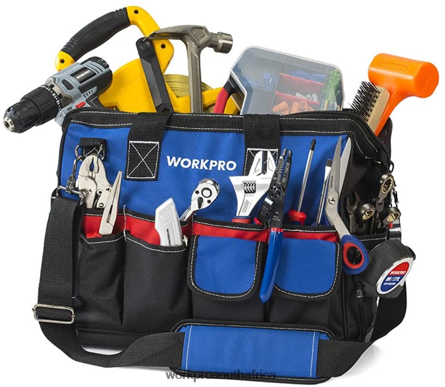 ZA WORKPRO Tool Bag Closed Top Wide Slot Storage with Waterproof Base and Adjustable Shoulder Straps Morden 4B8V2T30 Storage