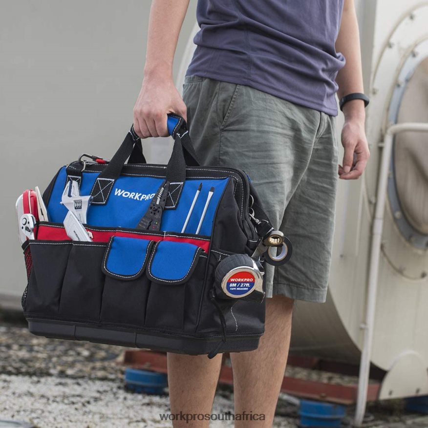 ZA WORKPRO Tool Bag Closed Top Wide Slot Storage with Waterproof Base and Adjustable Shoulder Straps Morden 4B8V2T30 Storage