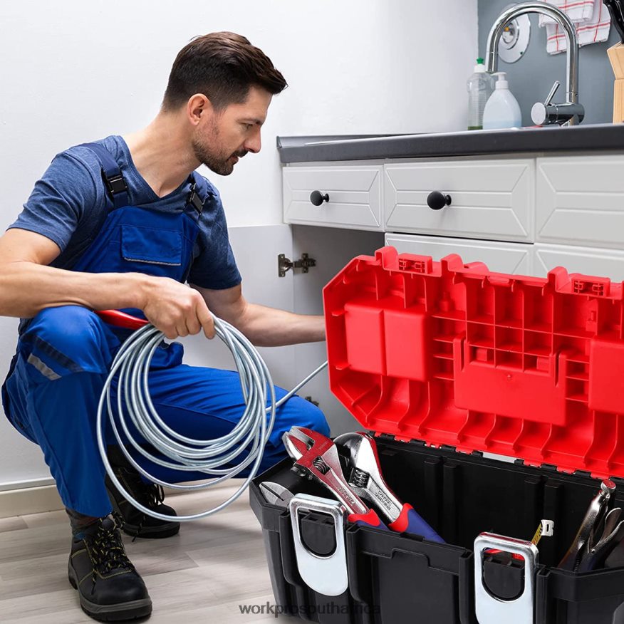 ZA WORKPRO Tool Box Portable with Removable Tray Heavy Duty Toolbox with 2 Metal Latches Useful 4B8V2T33 Storage