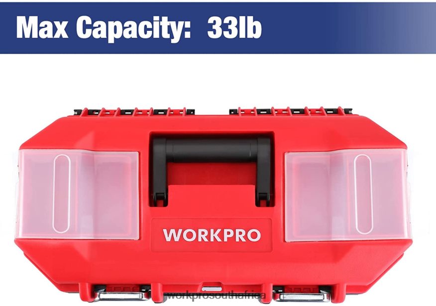 ZA WORKPRO Tool Box Portable with Removable Tray Heavy Duty Toolbox with 2 Metal Latches Useful 4B8V2T33 Storage