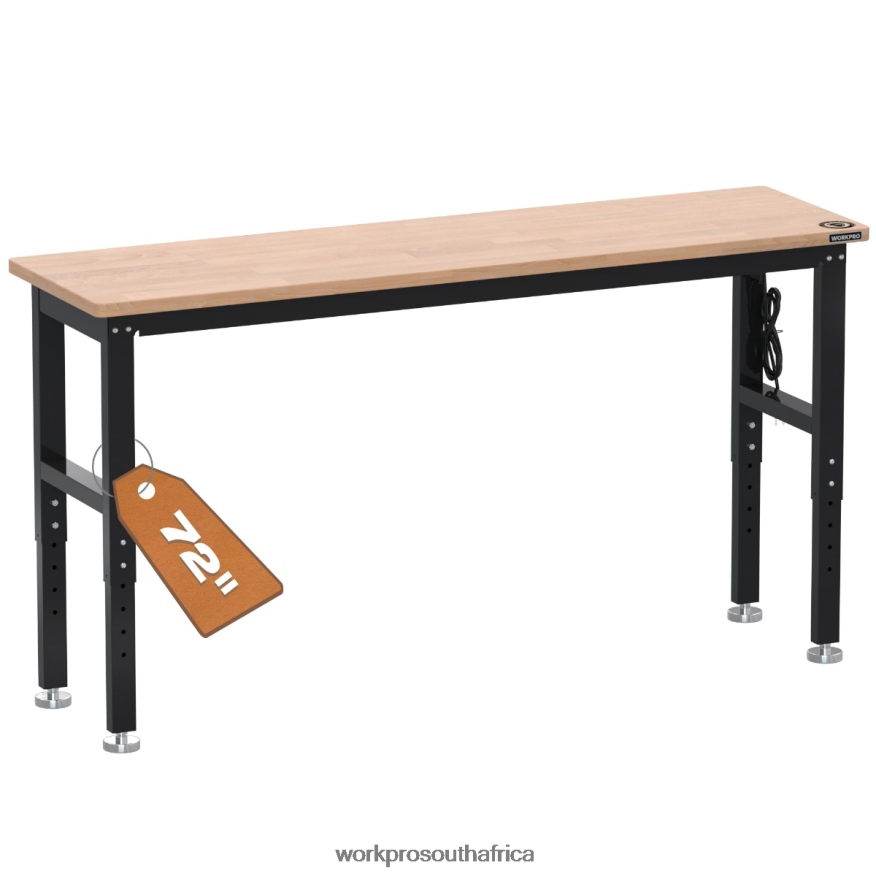 ZA WORKPRO Adjustable Workbench 3000 LBS Load Capacity Hardwood Worktable with Power Outlets Useful 4B8V2T4 Storage