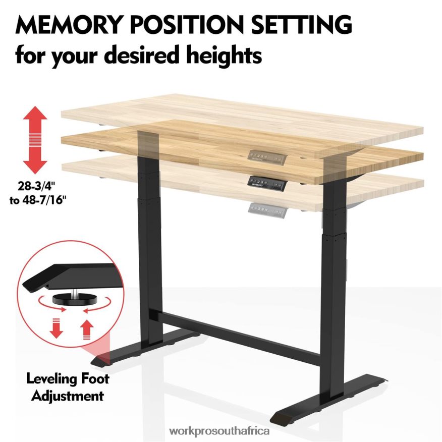ZA WORKPRO Electric Standing Height Adjustable Workbench with Wooden Top and Dual Motor Morden 4B8V2T5 Storage