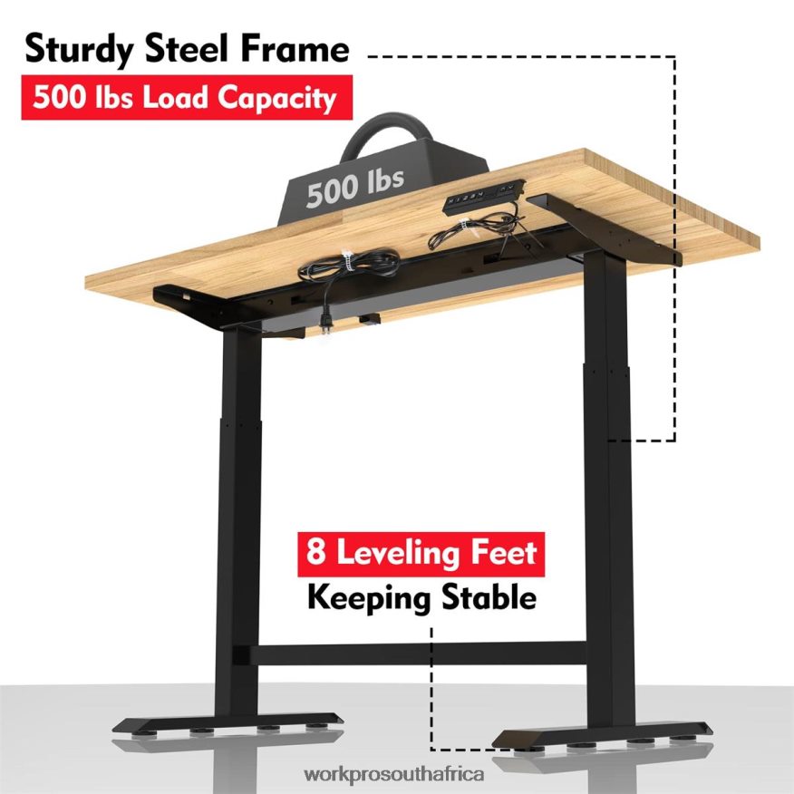 ZA WORKPRO Electric Standing Height Adjustable Workbench with Wooden Top and Dual Motor Morden 4B8V2T5 Storage
