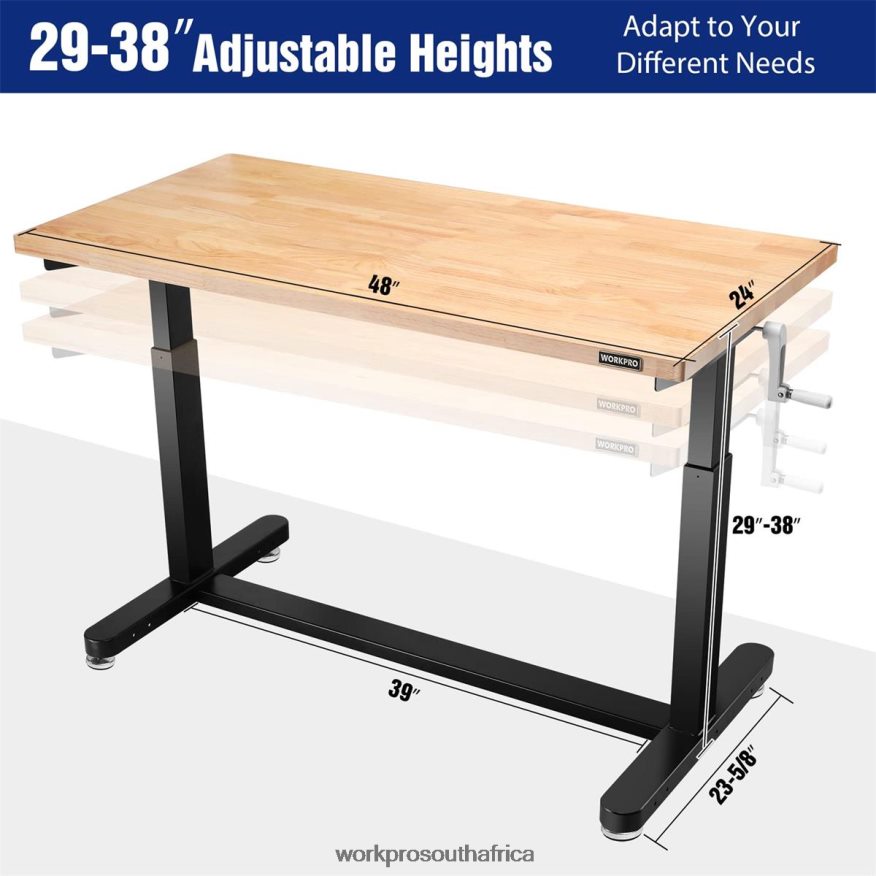 ZA WORKPRO Height Adjustable Work Table with Crank Handle, with Casters and Leveling Feet, 500 Lbs Load Capacity Useful 4B8V2T3 Storage