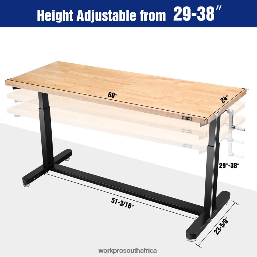 ZA WORKPRO Height Adjustable Work Table with Crank Handle, with Casters and Leveling Feet, 500 Lbs Load Capacity Useful 4B8V2T3 Storage
