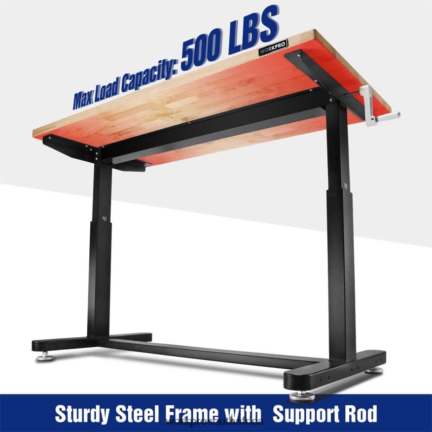 ZA WORKPRO Height Adjustable Work Table with Crank Handle, with Casters and Leveling Feet, 500 Lbs Load Capacity Useful 4B8V2T3 Storage