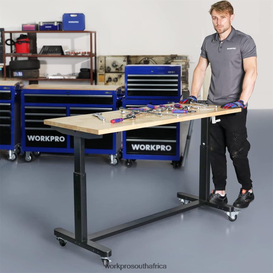ZA WORKPRO Height Adjustable Work Table with Crank Handle, with Casters and Leveling Feet, 500 Lbs Load Capacity Useful 4B8V2T3 Storage