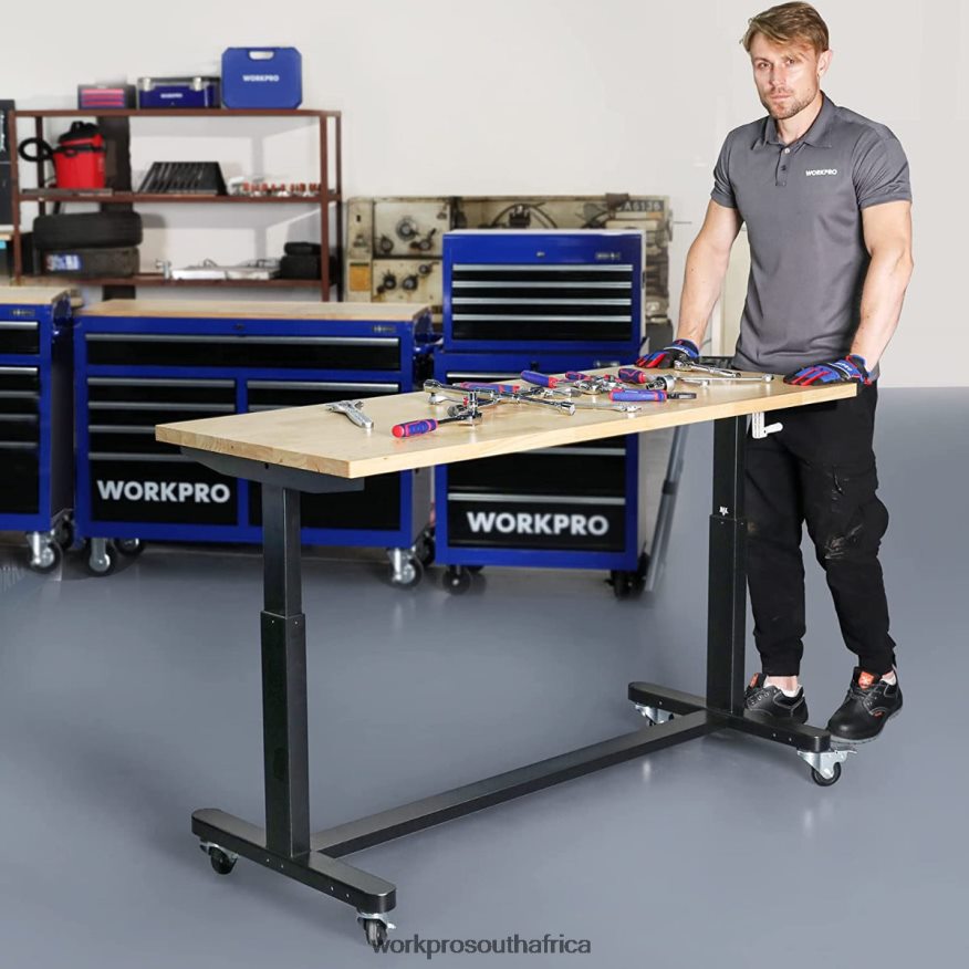 ZA WORKPRO Height Adjustable Work Table with Crank Handle, with Casters and Leveling Feet, 500 Lbs Load Capacity Useful 4B8V2T3 Storage