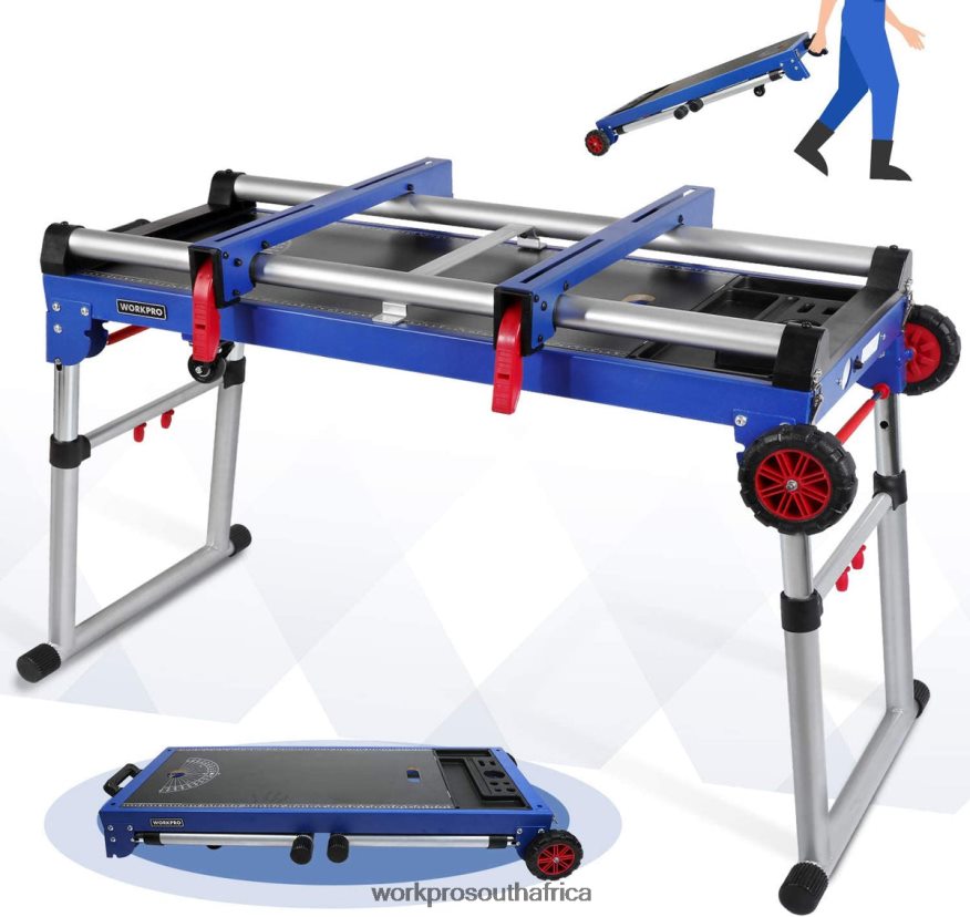 ZA WORKPRO Miter Saw Stand 5-in-1 Portable Workbench with Detachable Miter Saw Stand & Height Adjustable Legs Useful 4B8V2T2 Storage