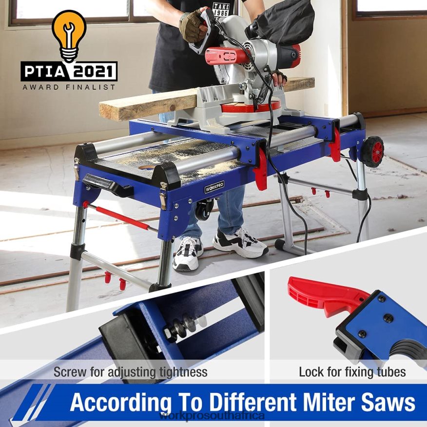 ZA WORKPRO Miter Saw Stand 5-in-1 Portable Workbench with Detachable Miter Saw Stand & Height Adjustable Legs Useful 4B8V2T2 Storage