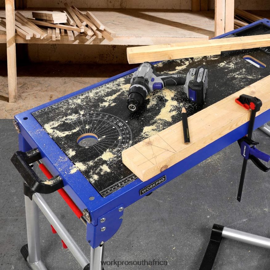 ZA WORKPRO Miter Saw Stand 5-in-1 Portable Workbench with Detachable Miter Saw Stand & Height Adjustable Legs Useful 4B8V2T2 Storage