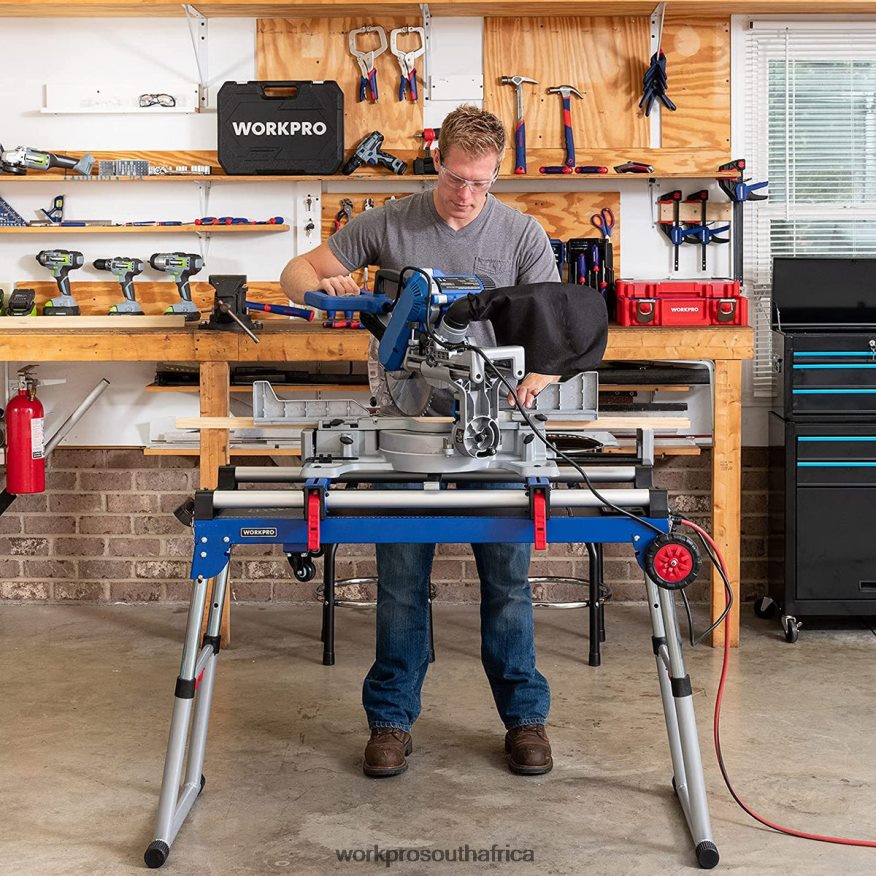 ZA WORKPRO Miter Saw Stand 5-in-1 Portable Workbench with Detachable Miter Saw Stand & Height Adjustable Legs Useful 4B8V2T2 Storage